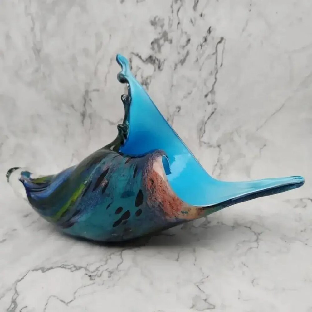 Hand Blown Art Glass, Blue Seashell